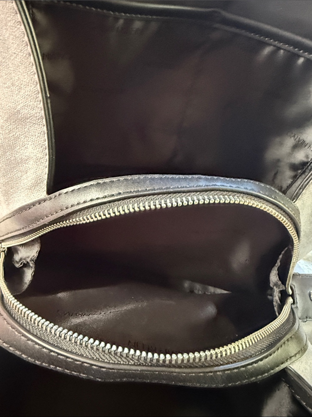 Calvin Klein Blue and Black Suede-Trim Shoulder Bag - Picture 5 of 6